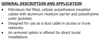 Petroleum Gel Filled Cable.